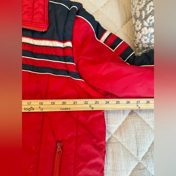 Vintage In Crowd by Celebration Ski Jacket Men's Large Retro Red Navy white - Picture 8 of 9
